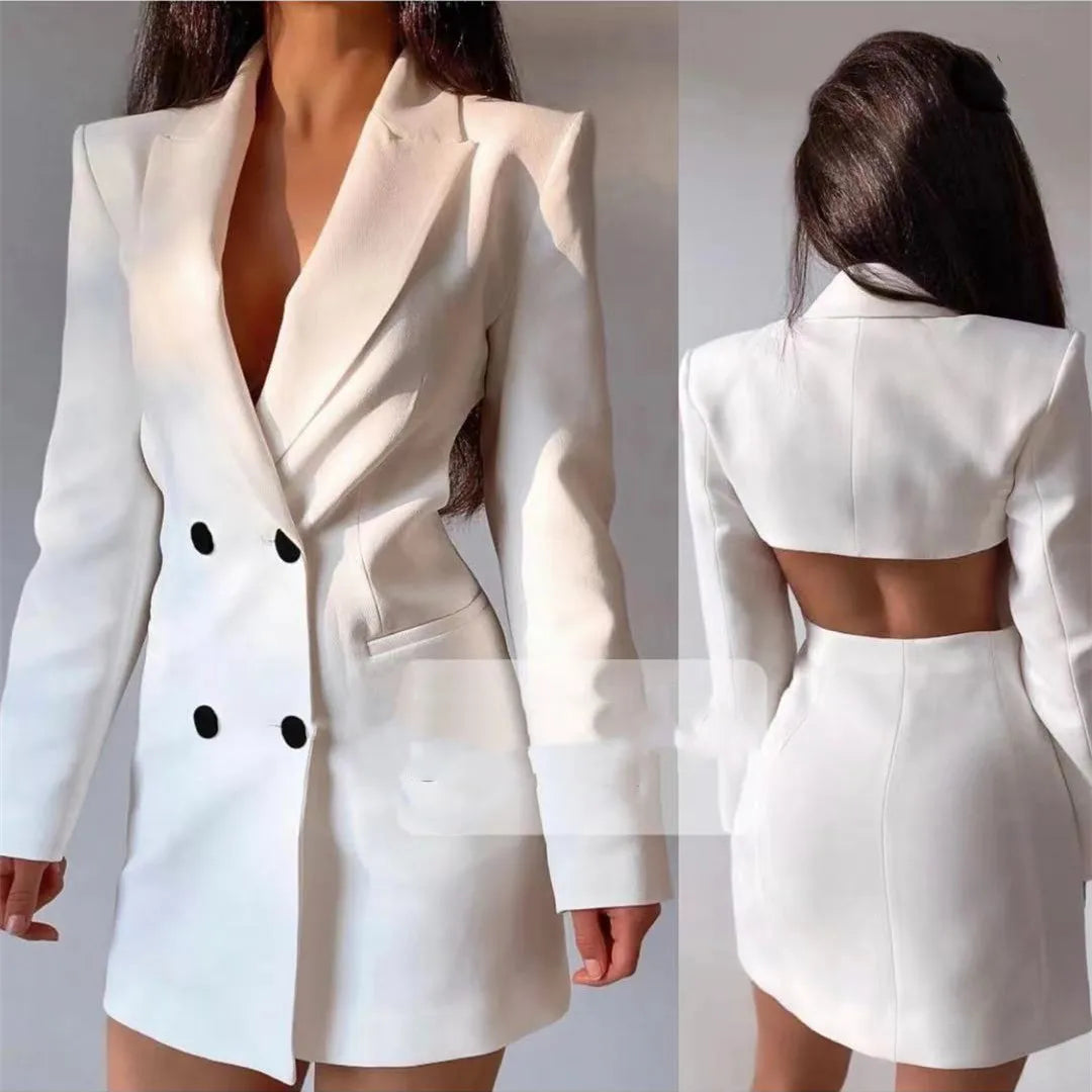 Vestido Feminino de Alfaiataria Abotoamento Duplo