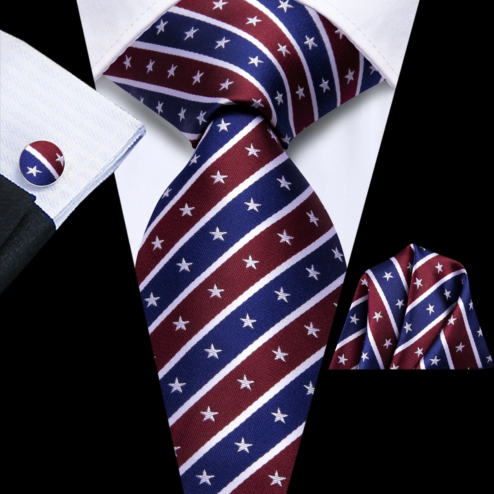 Gravata Masculina de Seda Estrela Azul
