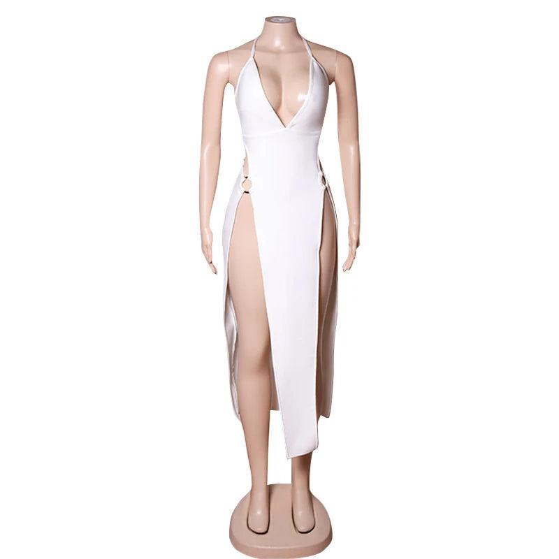 Vestido Midi Bodycon Branco Elegante e Sexy