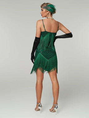 Vestido Gatsby Flapper 1920s com Franjas e Lantejoulas