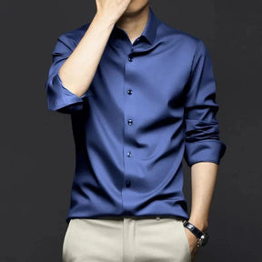 Camisa Masculina Slim Fit Antirrugas Manga Longa