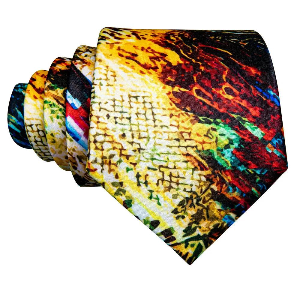Gravata de Seda com Estampa Dourada Barry.Wang - Elegância Atemporal