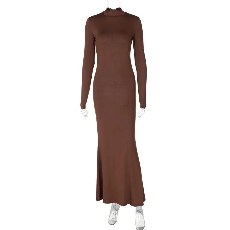 Vestido Sereia Marrom Elegante | Estilo e Conforto para o Outono