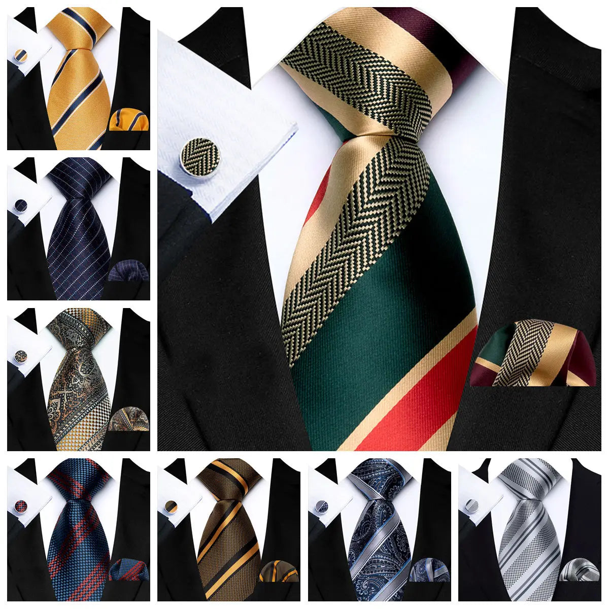 Gravata Masculina de Luxo com Estampa Paisley com Acessórios