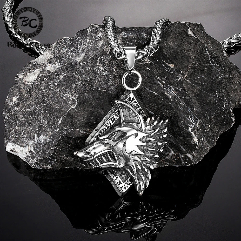 Colar Masculino Vintage Lobo de Odin