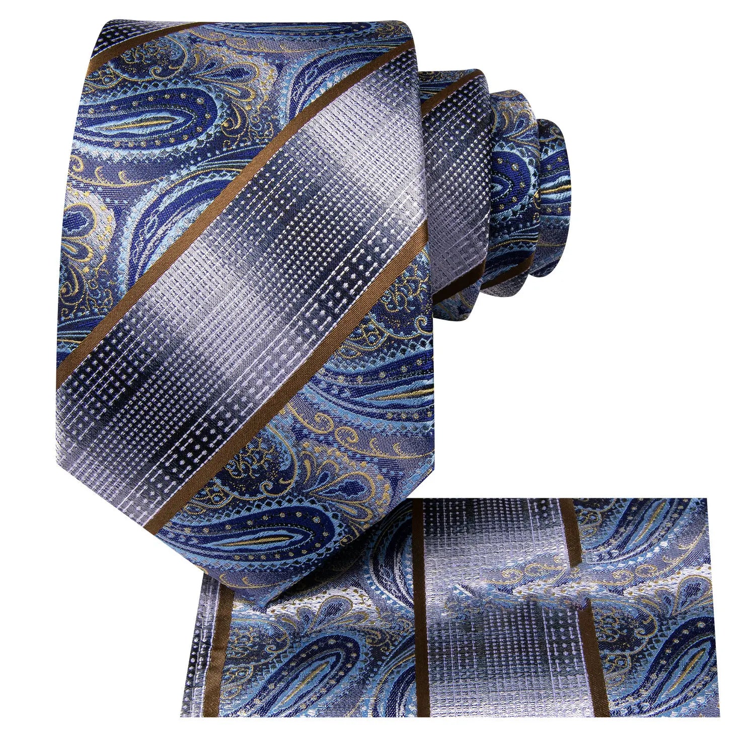 Gravata Masculina Vintage de Poliéster com Lenço de Bolso