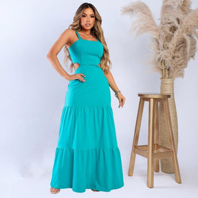 Vestido Longo Alcinha com Abertura nas Costas | Tendência Verão