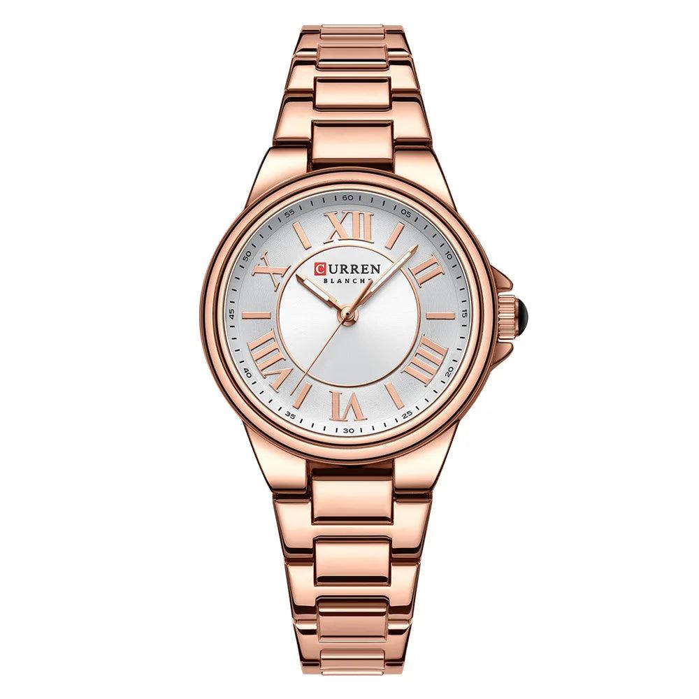 Relógio Feminino CURREN 9091 - Elegante com Pulseira de Aço