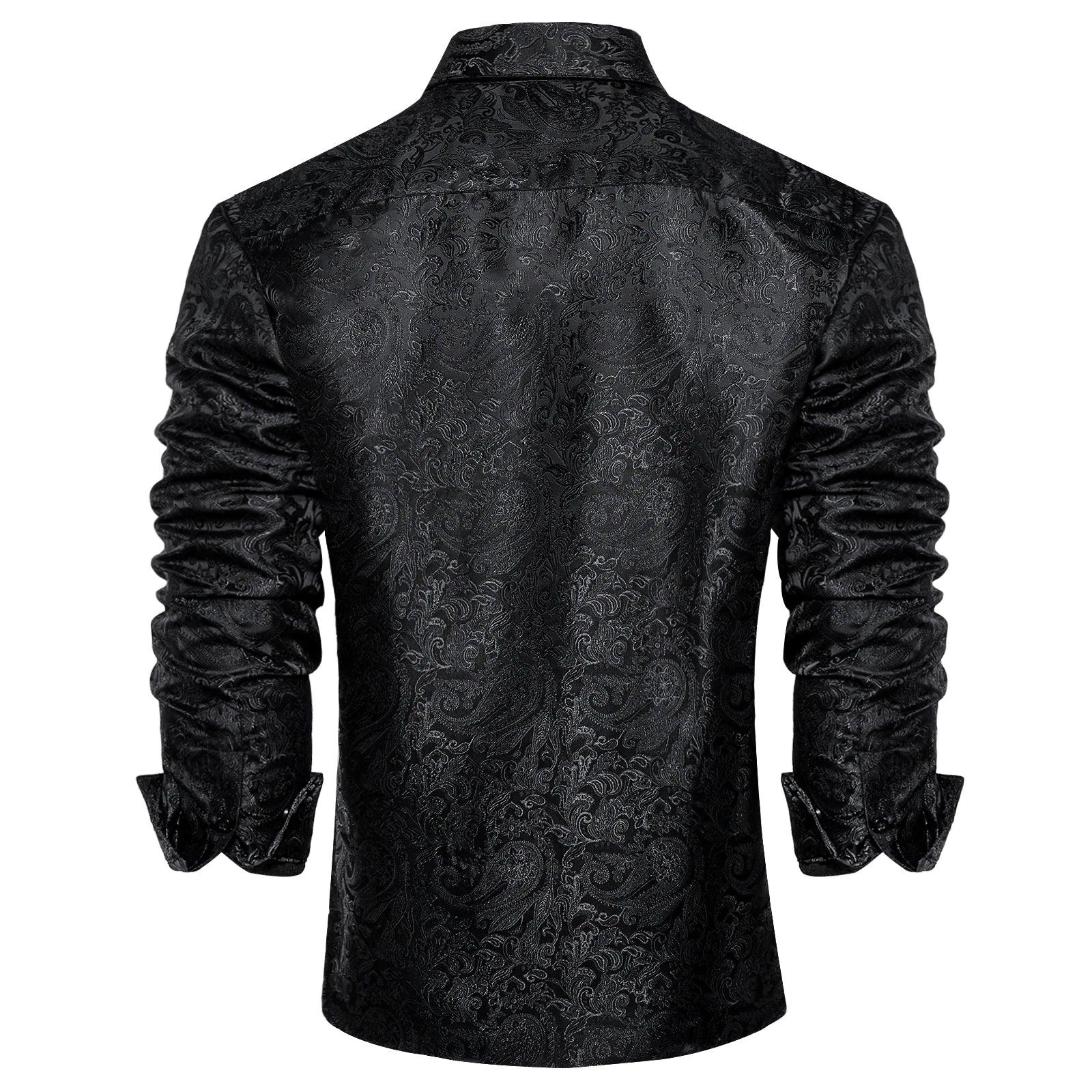 Camisa Social DiBanGu Masculina de Seda com Estampa Paisley
