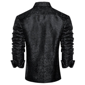 Camisa Social DiBanGu Masculina de Seda com Estampa Paisley