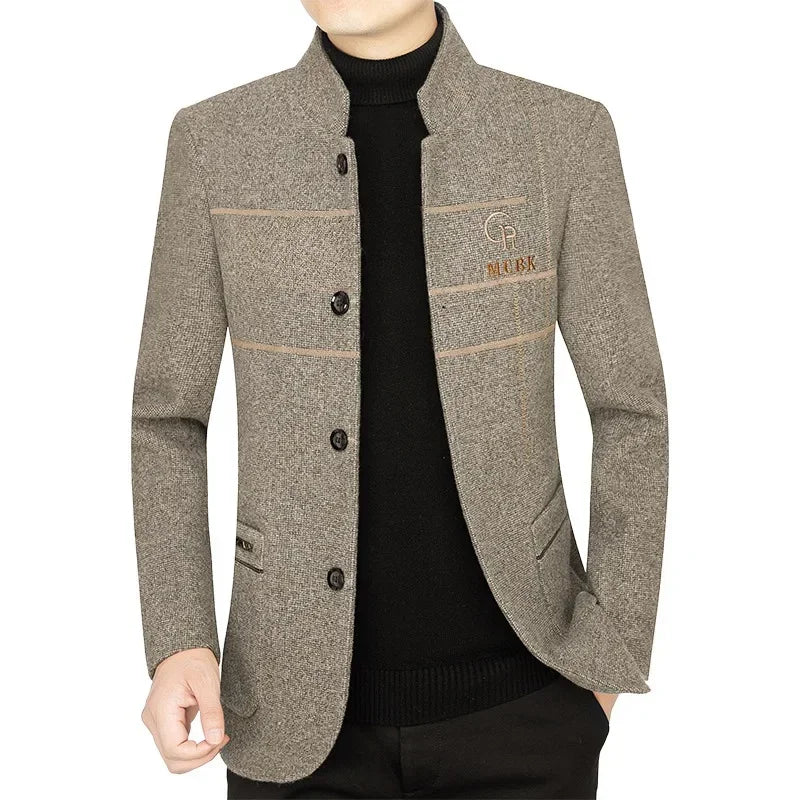 Blazer Masculino Casuais de Lã Slim Fit