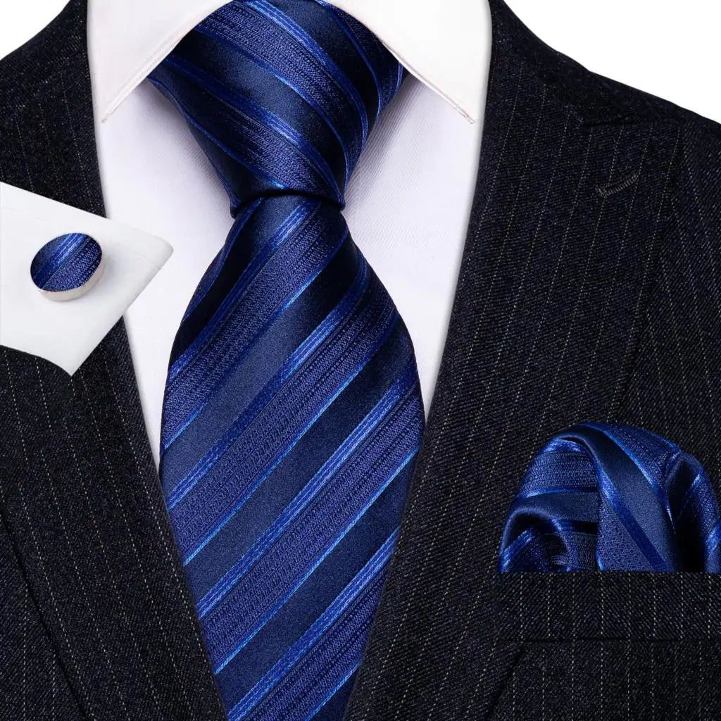 Kit Gravata Masculina Clássica Social com Lenço e Abotoaduras Premium