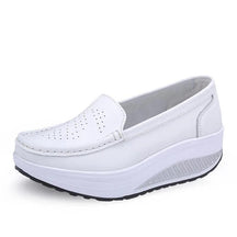 Primavera outono mulheres plataforma mocassins sapatos senhoras couro genuíno oco sapatos casuais mulher deslizamento em mocassins trepadeiras wsh3295