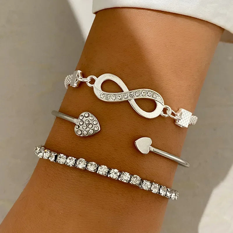 Conjunto de Pulseiras de Cristal com Design Elegante