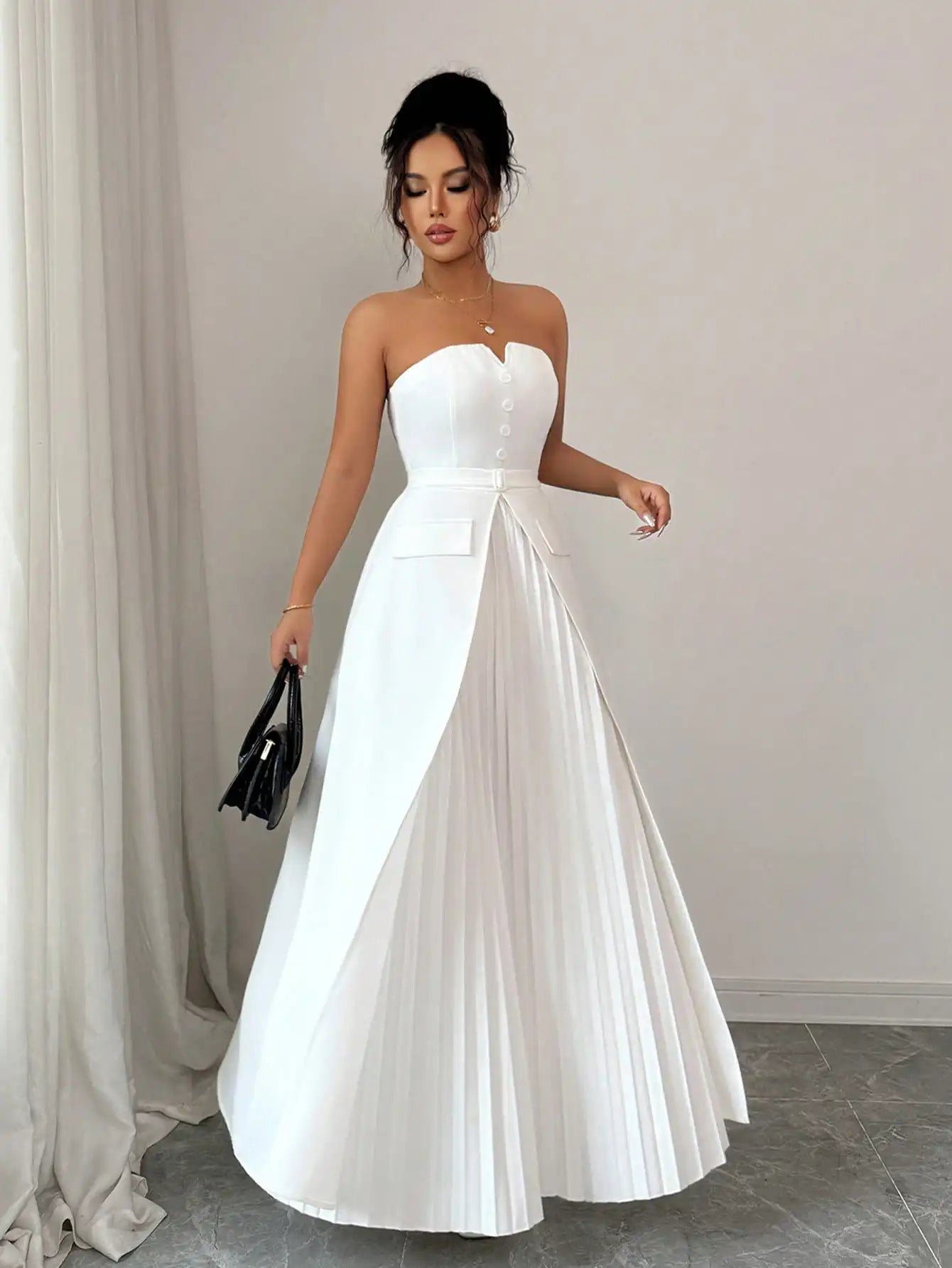 Vestido Longo Feminino Branco Costa Nua by Loja Bruna Modas