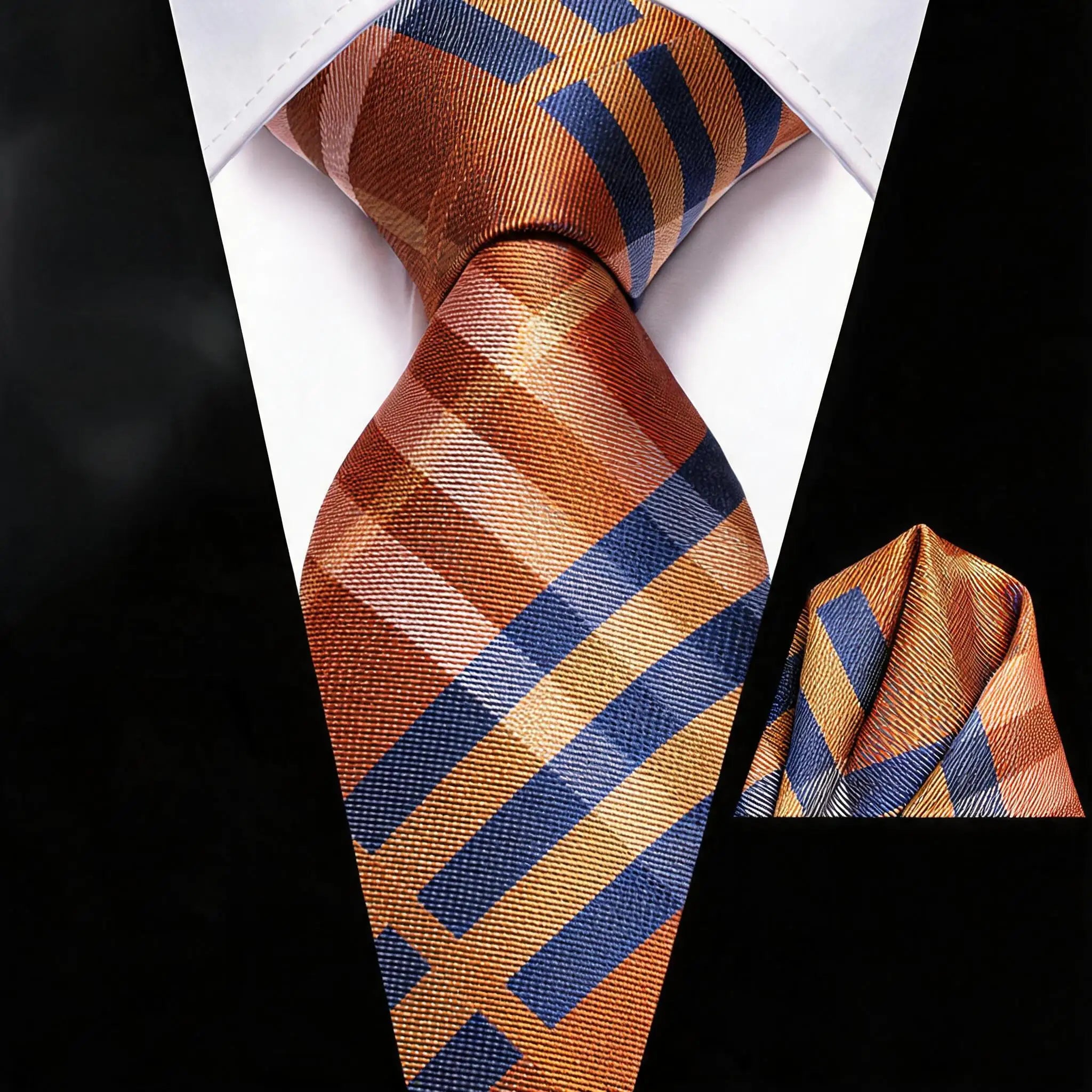 Gravata Masculina Formal de Poliéster com Lenço de Bolso