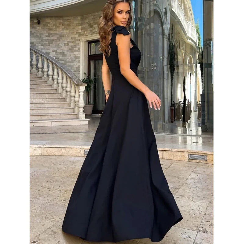 Vestido Longo Preto Sem Mangas Feminino