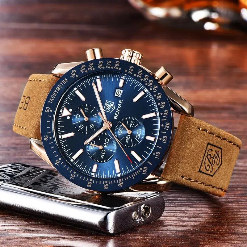 Relógio Masculino BENYAR de Quartzo com Pulseira de Couro