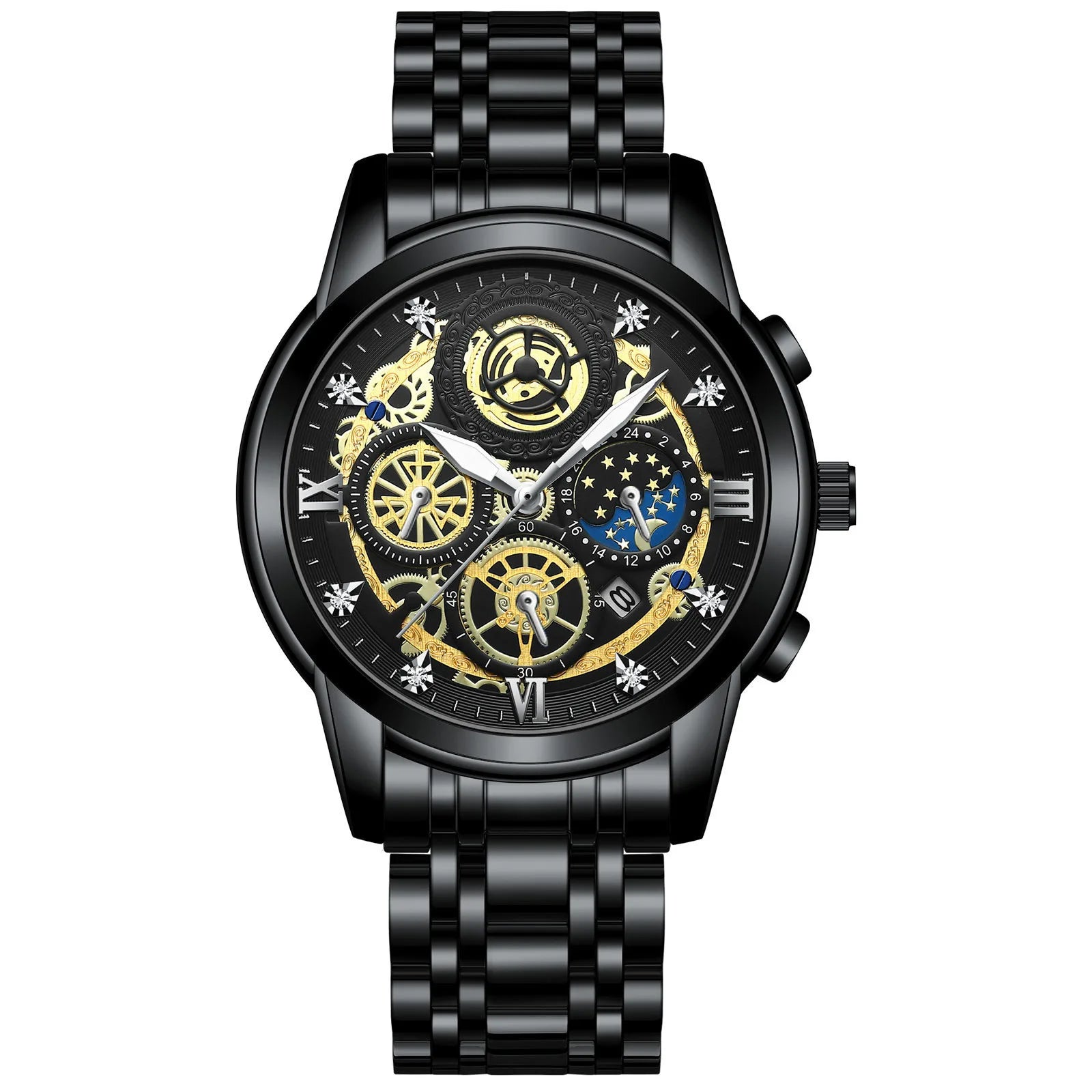 Relógio de Pulso Masculino Pulseira de Aço by Loja Bruna Modas