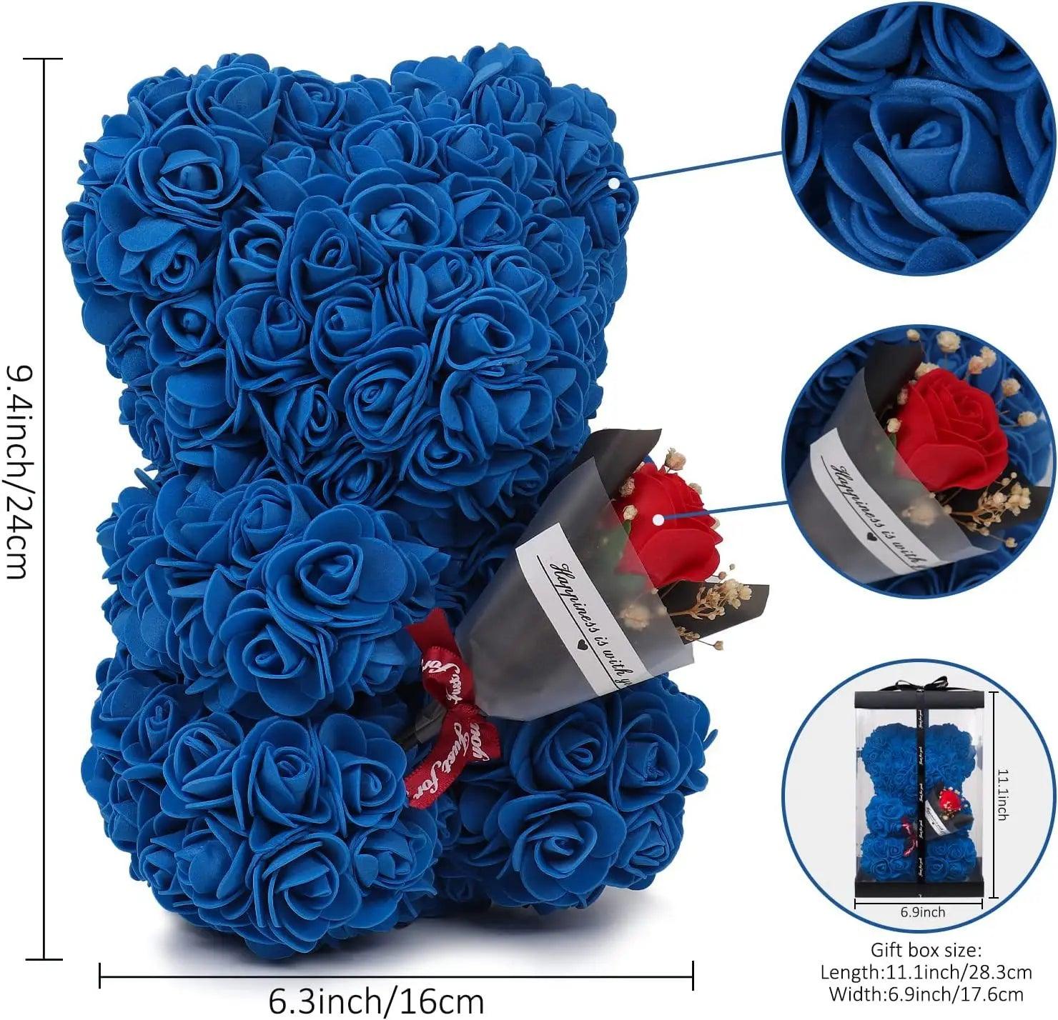 Urso de Rosas com Buquê 24cm – Presente Romântico Criativo