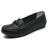 Couro genuíno moda cunha mulheres apartamentos tenis sapatos femininos deslizamento em sapatos mulher mocassins casuais plus size senhoras sapatos