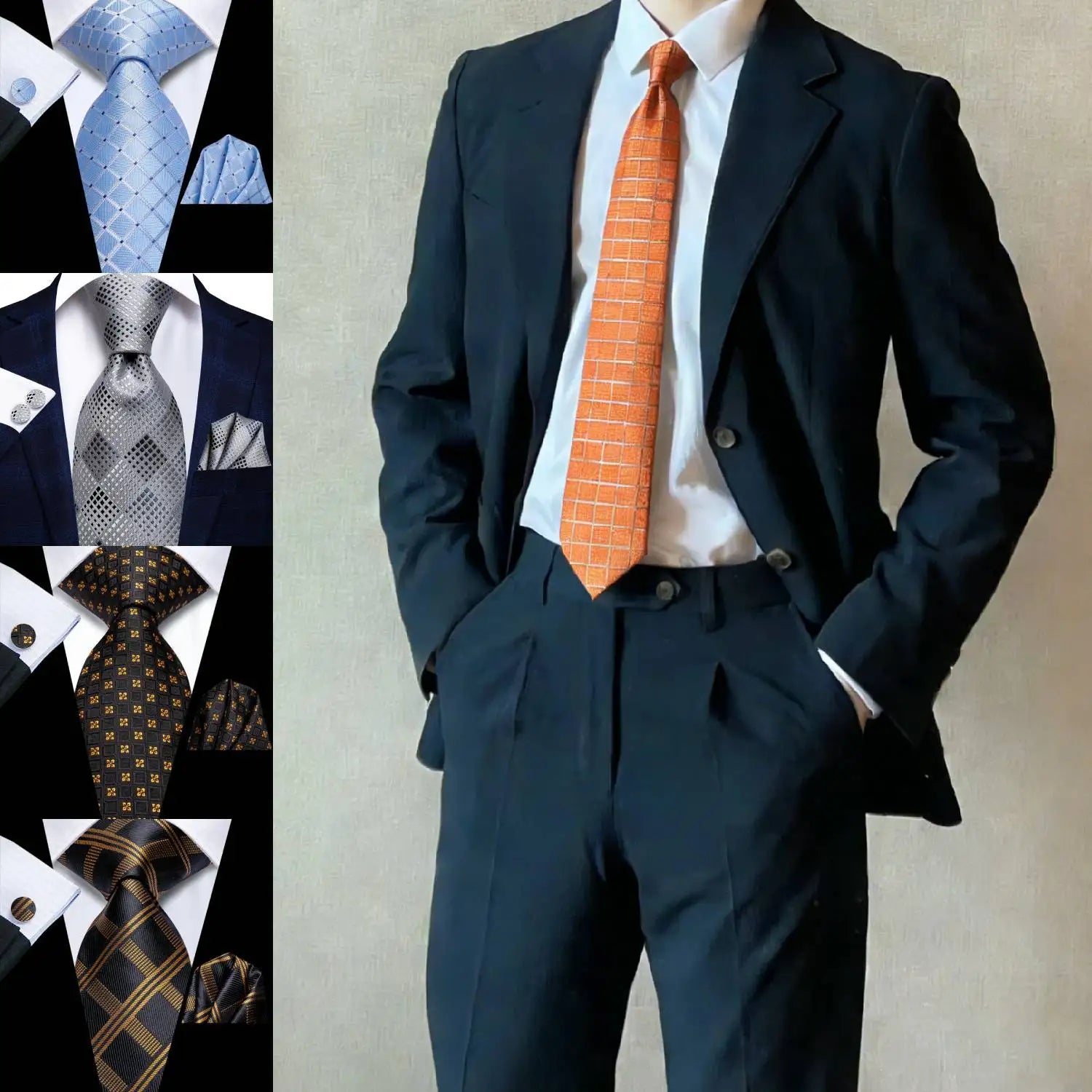 Gravata Masculina Clássico Xadrez com Acessórios