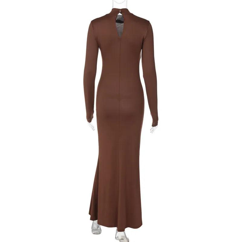 Vestido Sereia Marrom Elegante | Estilo e Conforto para o Outono