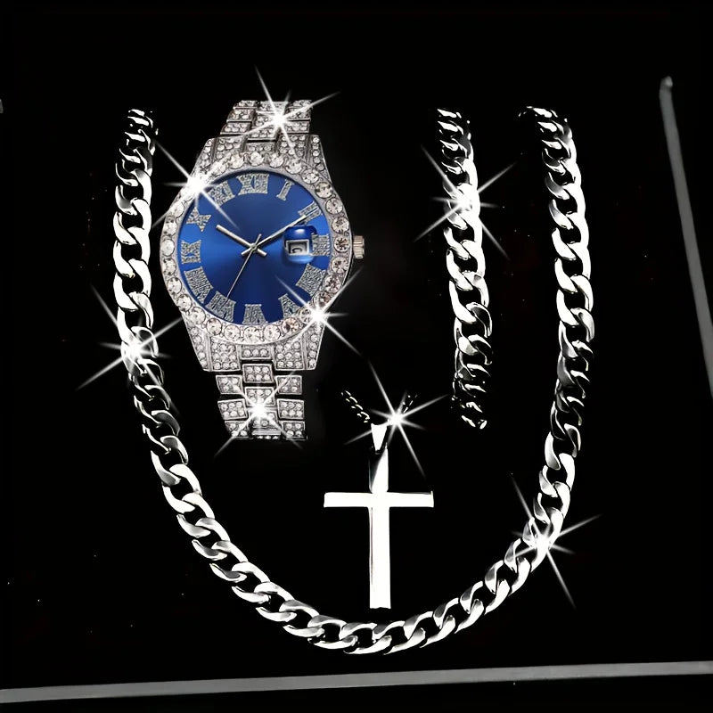 Conjunto de Jóias Masculina de Luxo 4 Peças