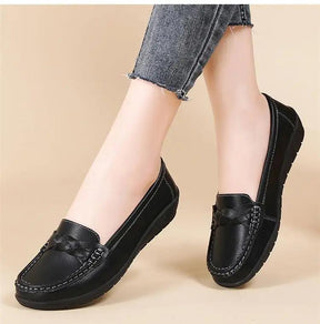 Mocassins de Couro Genuíno Feminino Conforto e Estilo Casual