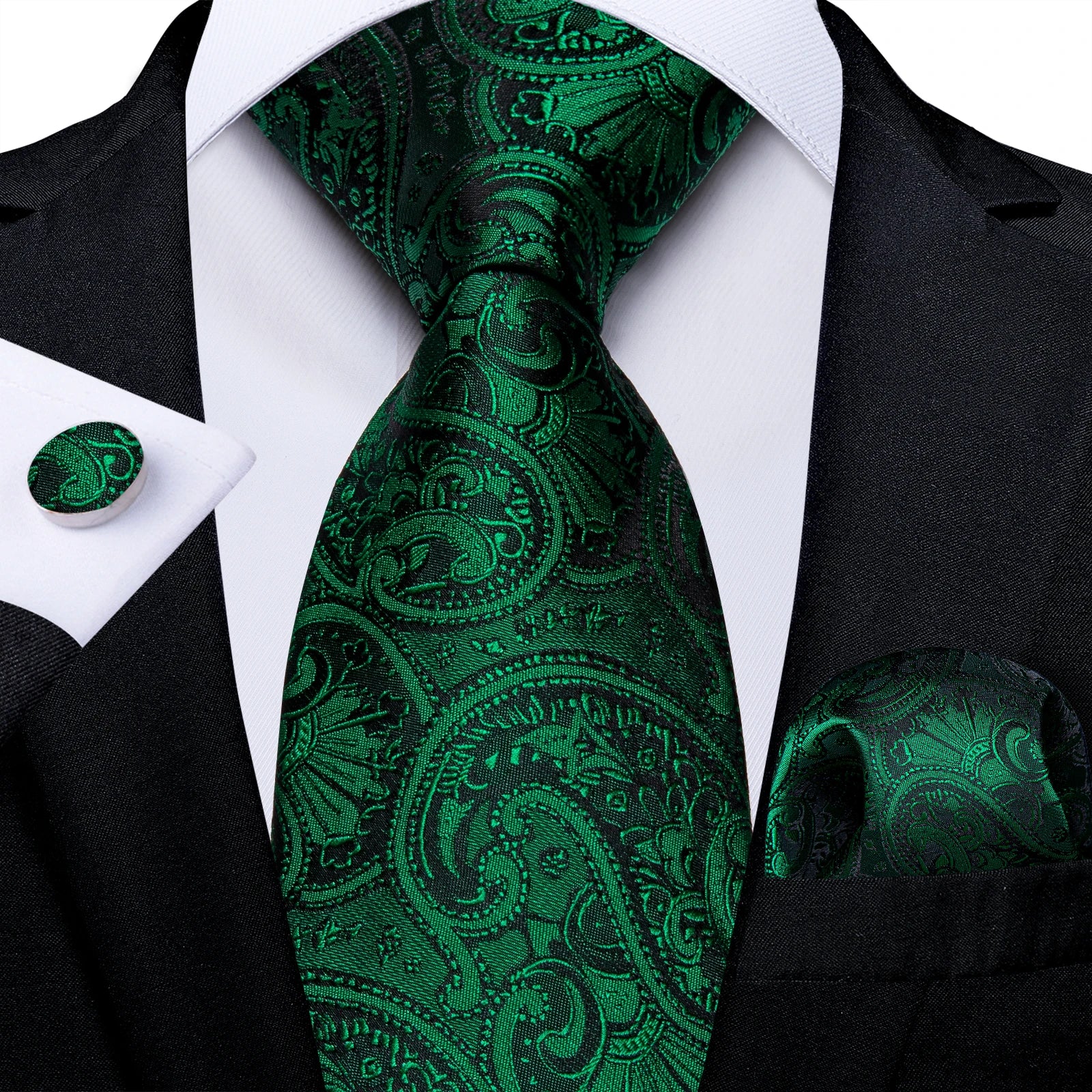 Gravata Masculina Verde de Luxo 8 cm com Acessórios