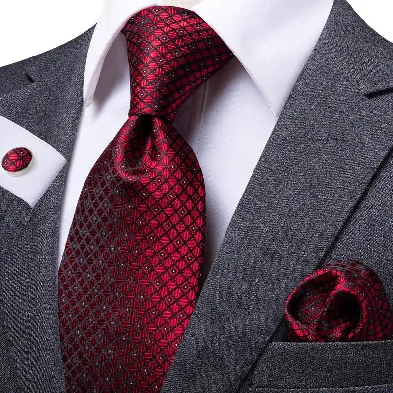 Conjunto Gravata Masculina com Lenço e Abotoaduras Social Elegante