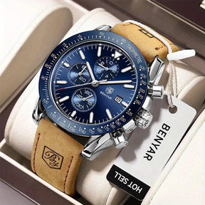Relógio Masculino BENYAR de Quartzo com Pulseira de Couro
