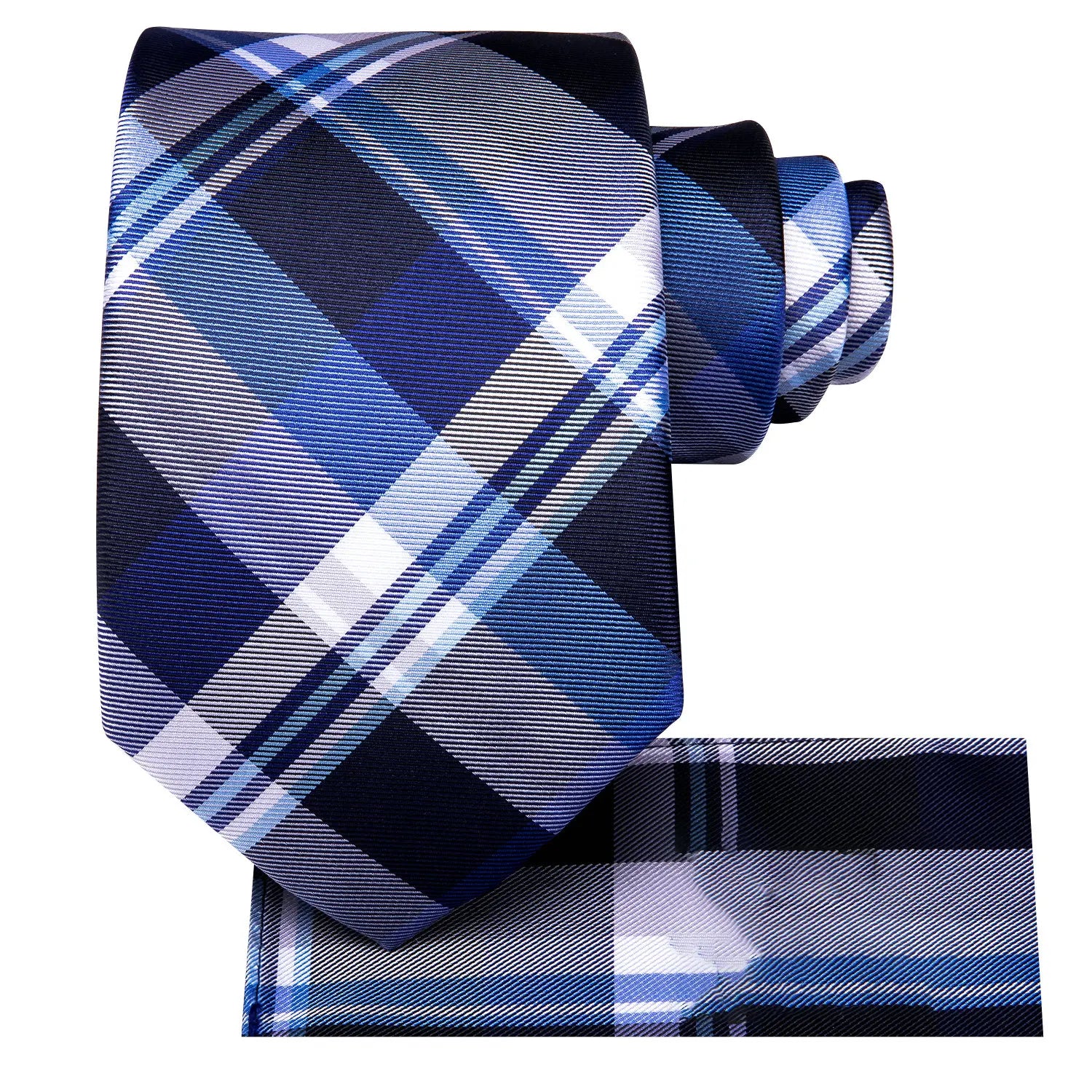 Gravata Masculina Xadrez de Poliéster 8.5 cm com Lenço de Bolso