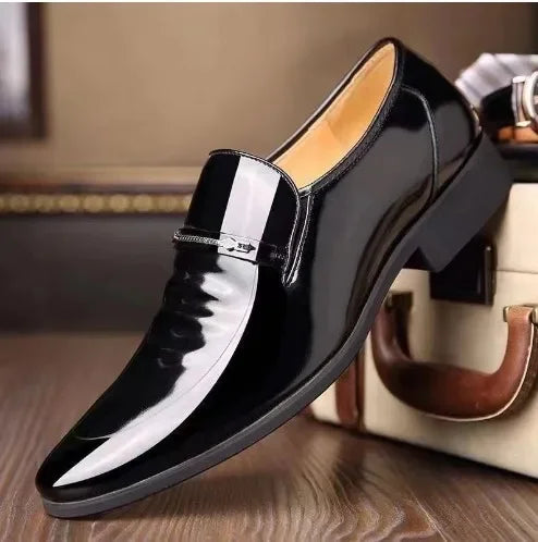 Sapato Masculino Oxford de Luxo em Couro Envernizado Respirável