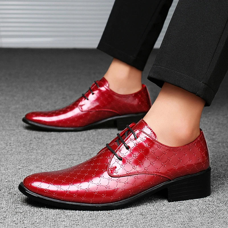 Sapato Masculino de Couro PU Oxford Vermelho