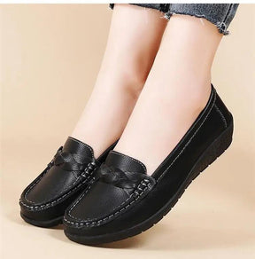 Mocassins de Couro Genuíno Feminino Conforto e Estilo Casual