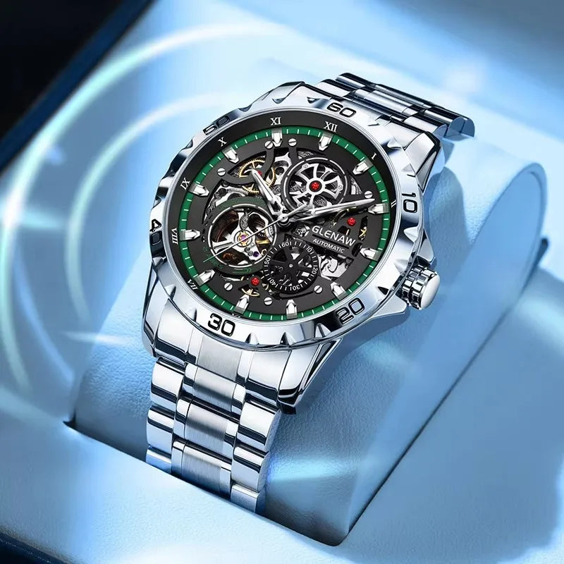 Relógio Masculino de Luxo Automático Steampunk Skeleton