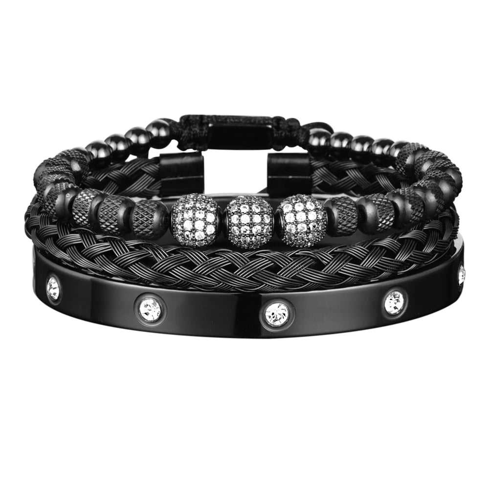 Conjunto de 3 Pulseiras de Luxo com Microcravação de Zircônia Cúbica
