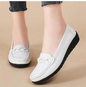 Mocassins de Couro Genuíno Feminino Conforto e Estilo Casual
