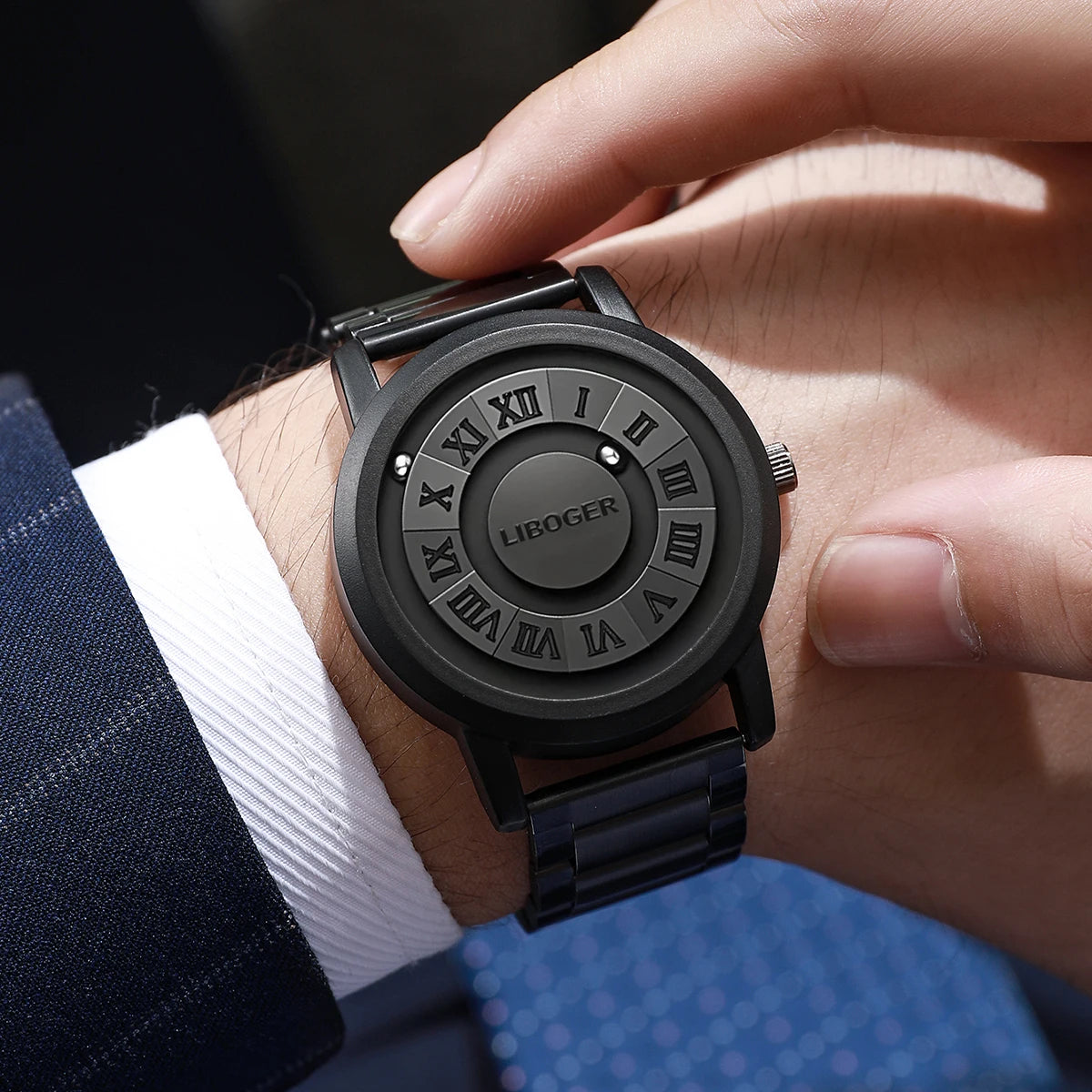 Conjunto de Jóias Masculino 4 Peças com Pulseira Magnética