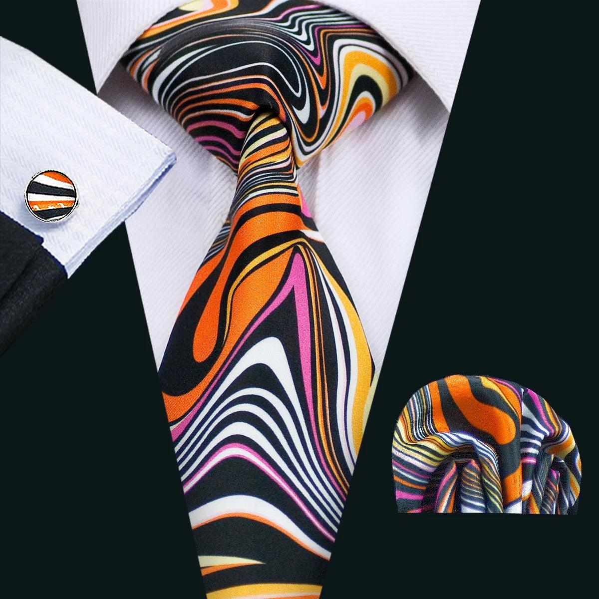 Gravata de Seda com Estampa Dourada Barry.Wang - Elegância Atemporal