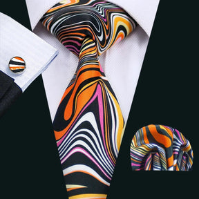 Gravata de Seda com Estampa Dourada Barry.Wang - Elegância Atemporal