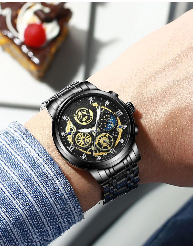Relógio de Pulso Masculino Pulseira de Aço by Loja Bruna Modas