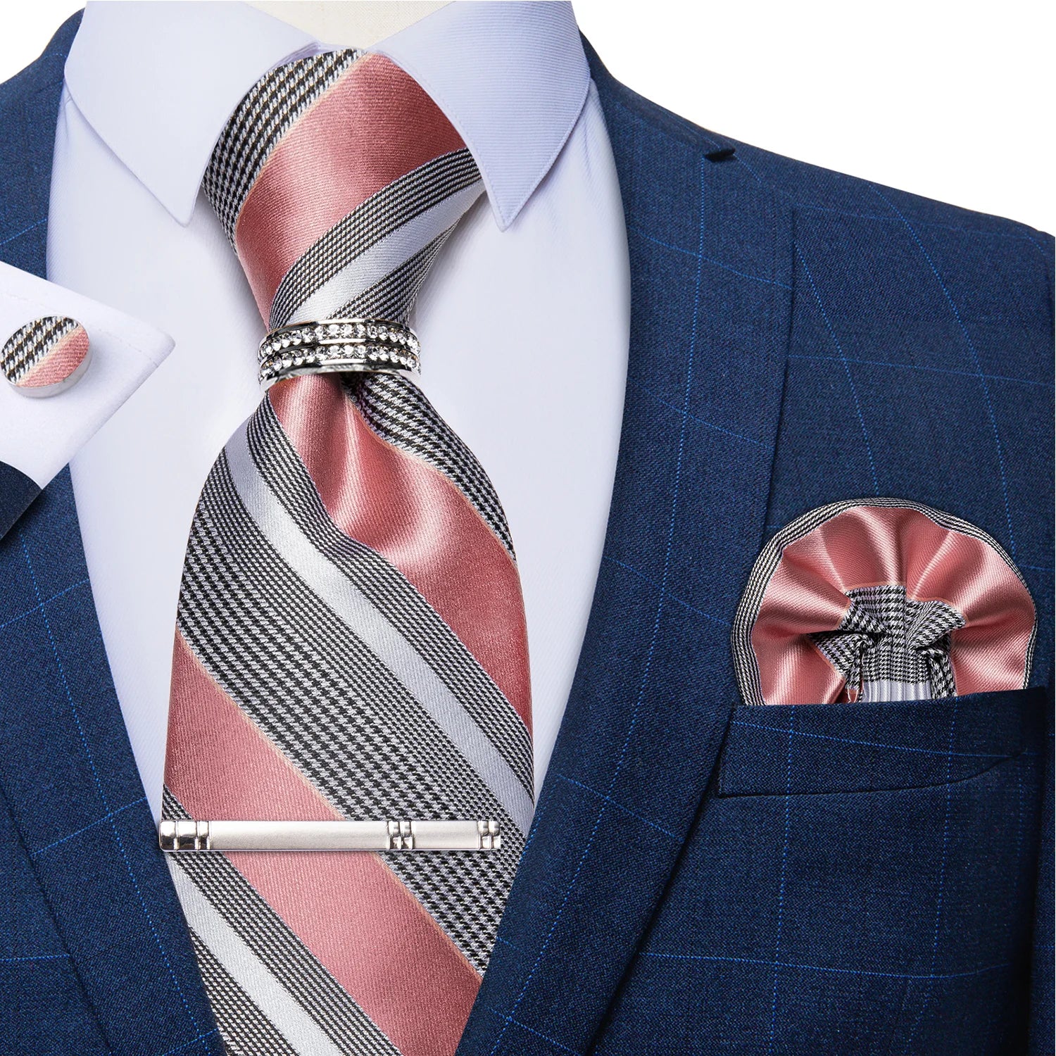 Gravata Masculina Plissada de Luxo com Acessórios