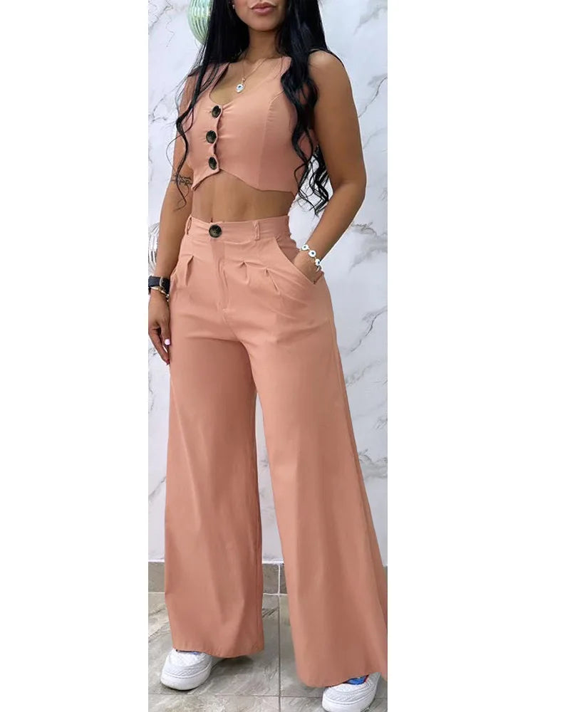 Conjunto Feminino de Duas Peças Moda Cor