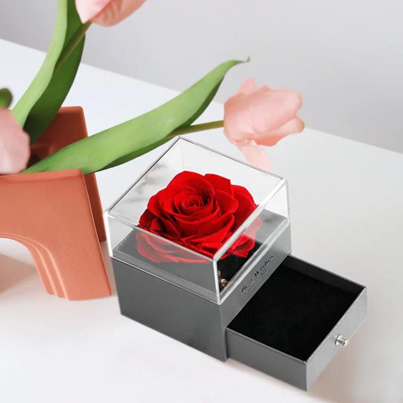 Colar Feminino  "Eu Te Amo" em 100 Idiomas – Com Rosa e  Caixa de Presente