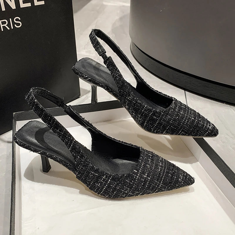 Sapato Feminino Slingback Salto Alto de Luxo
