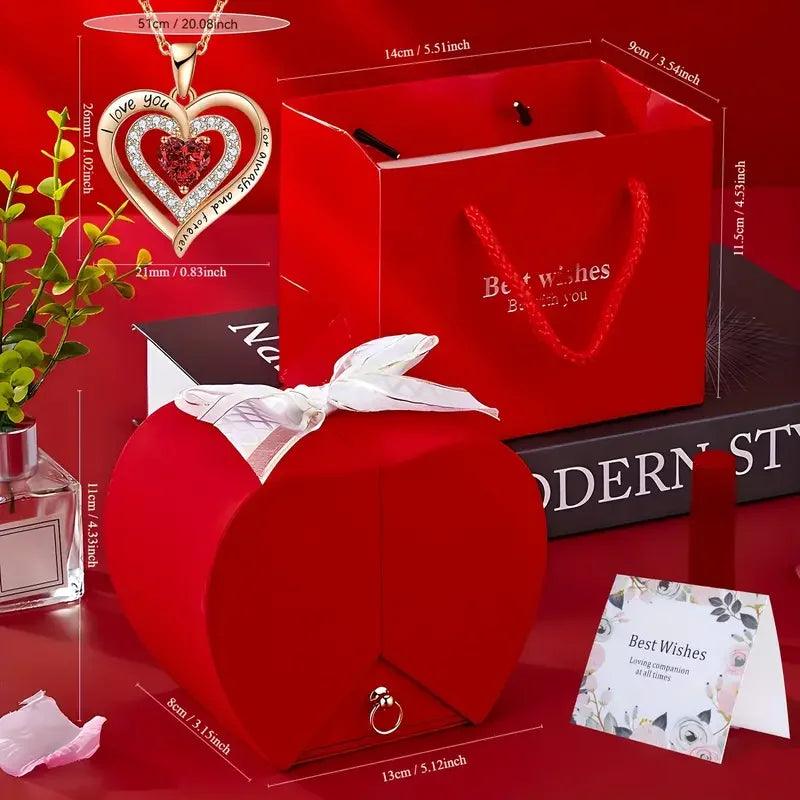 Colar Feminino com Caixa de Joias de Luxo e Flores Artificiais