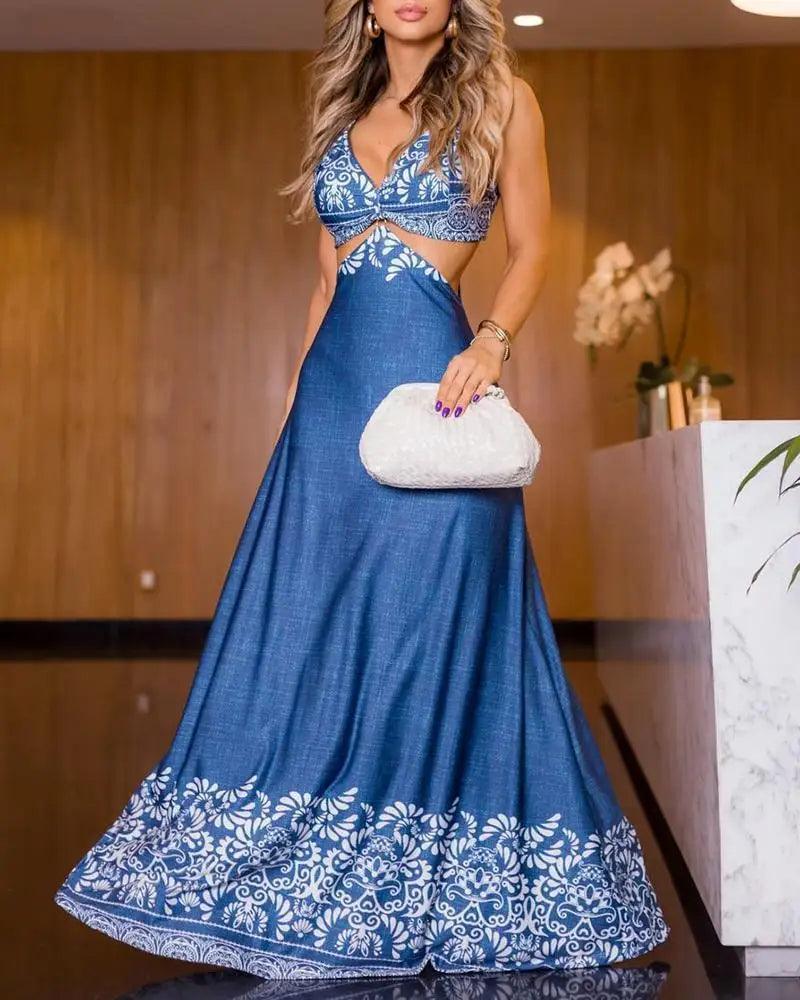 Vestido Maxi Tribal Sem Costas: Elegância e Conforto