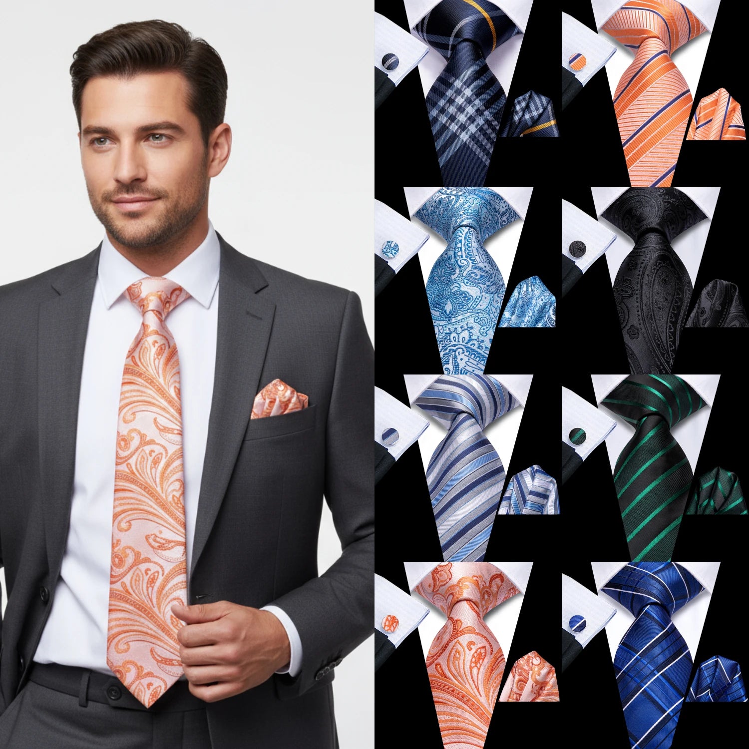 Kit de Gravata Masculina com Lenço Toscana